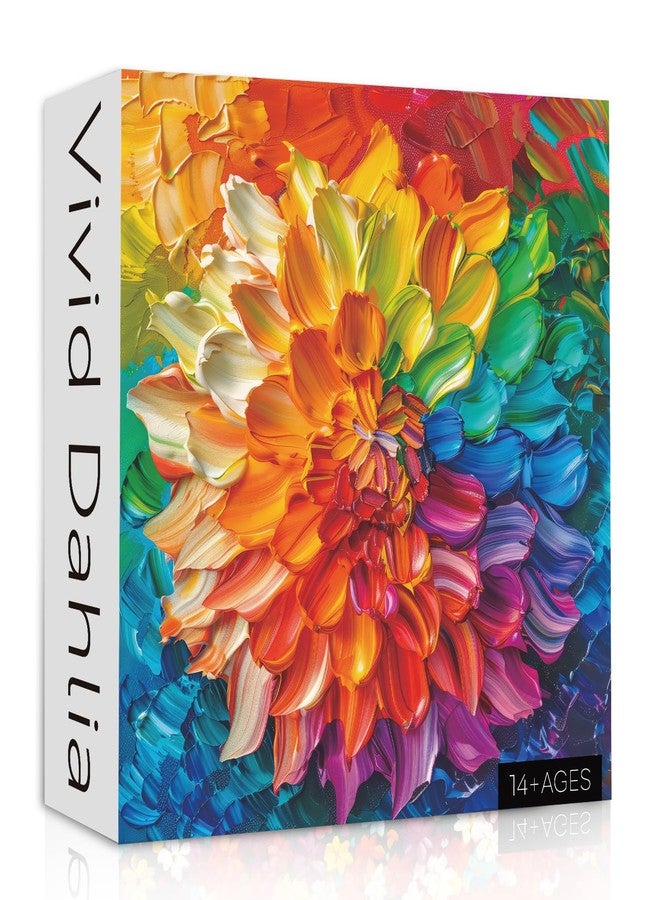 PPuzzling Rainbow Flower 1000 Pieces Puzzle for Adults, Colorful Dahlia Flower Plant Jigsaw Puzzles, Challenging Floral Art Nature Puzzle as Floral Decor - Image 1